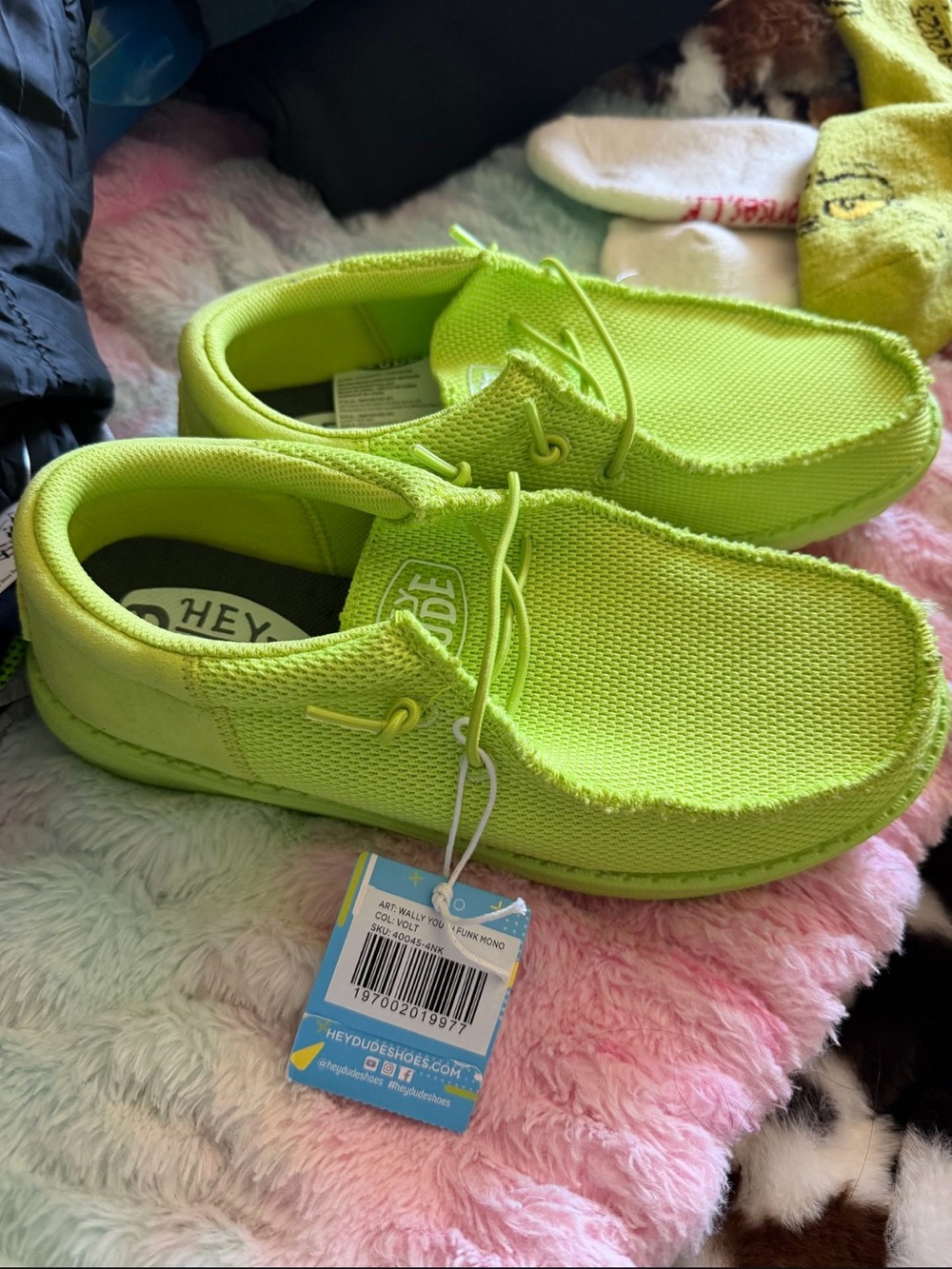 Hey Dude Men's/Women's Lime Green Lightweight Canvas Slip-On Flats